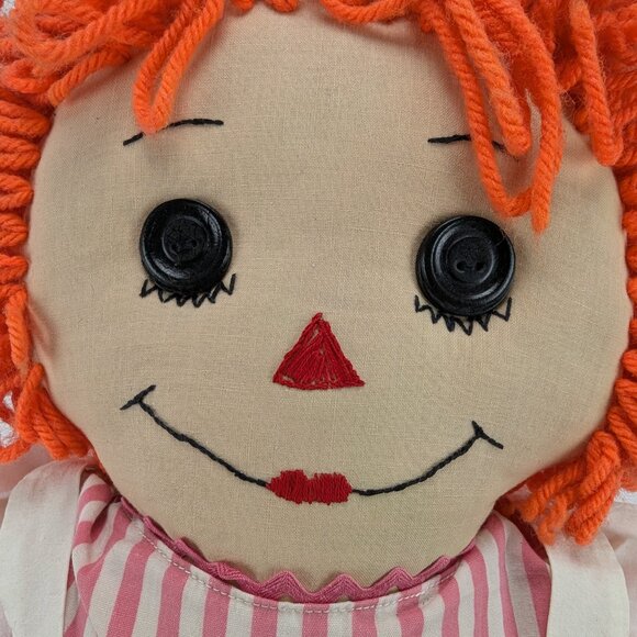 Vintage Raggedy Ann & Andy Cloth Dolls Handmade Set 25" Fabric Retro Toys - Picture 4 of 13